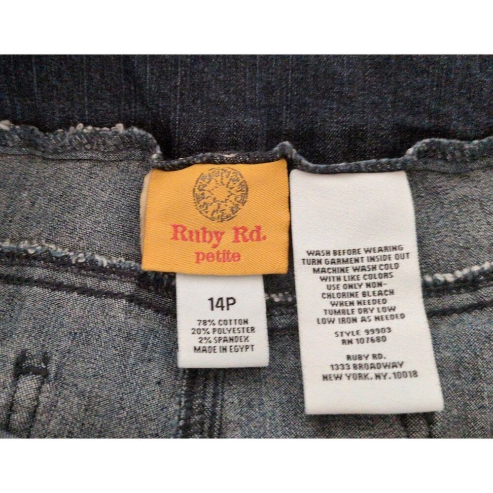 Ruby Rd Petite 14P Straight Leg Dark Wash PullOn Elastic Waist Back Pocket Jeans - Picture 9 of 10